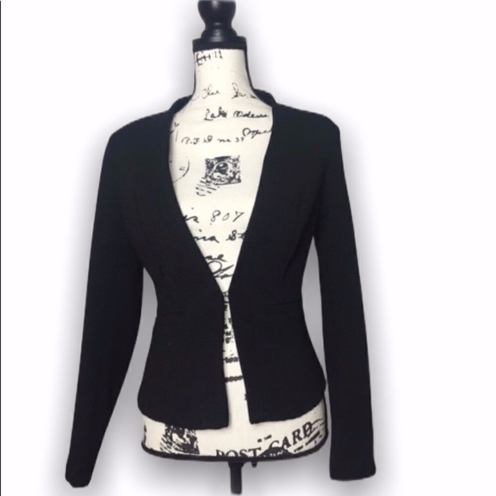 Lucy Paris Black Fitted Open Front Blazer S | Minimalist Career Jacket